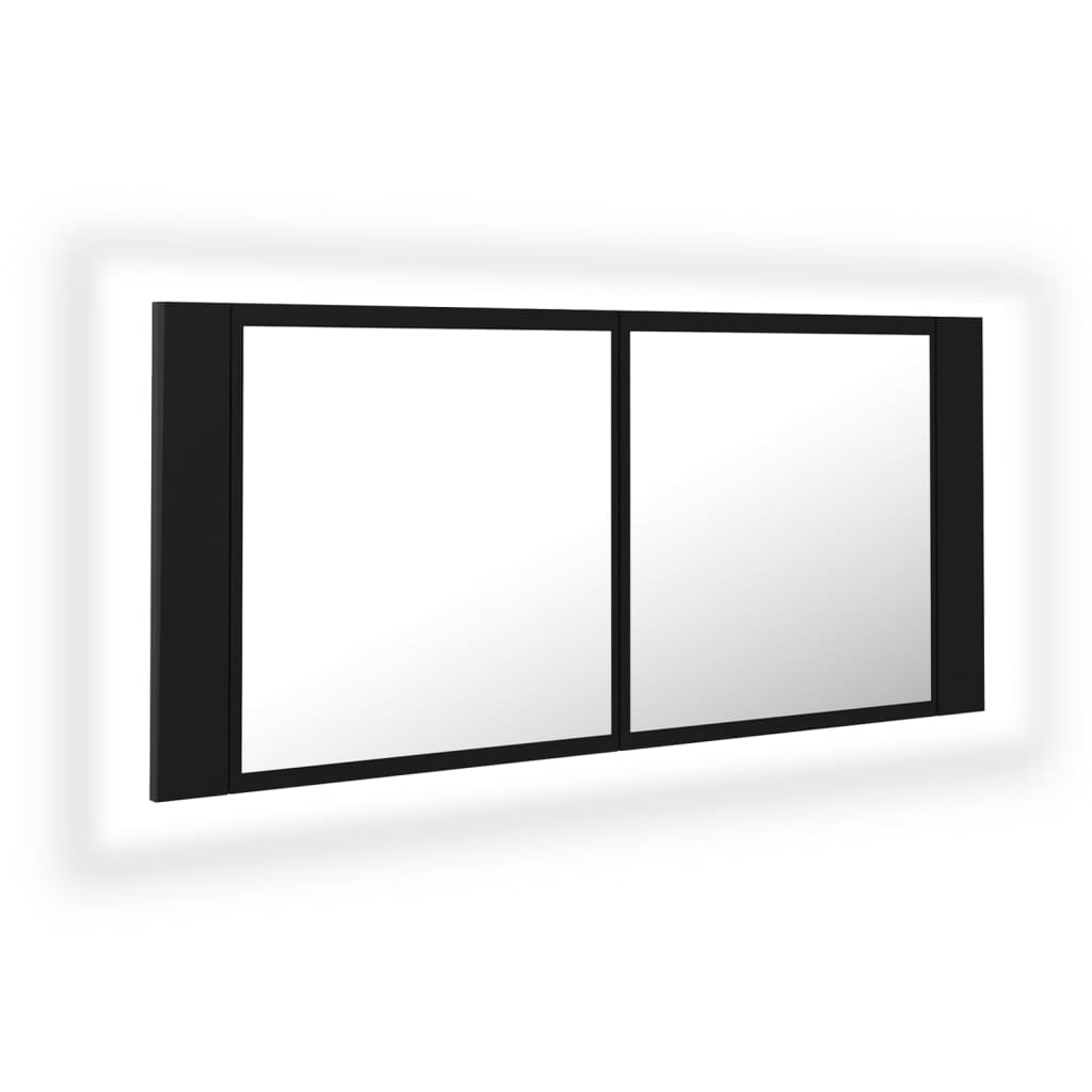 vidaXL Badkamerkast met spiegel en LED 100x12x45 cm acryl zwart