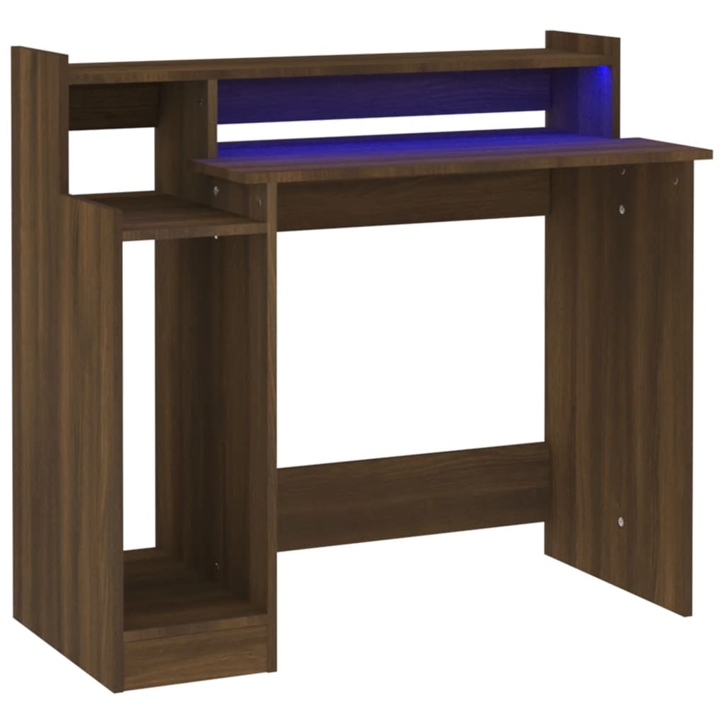 vidaXL Bureau met LED-verlichting 97x45x90 cm hout bruin eikenkleur
