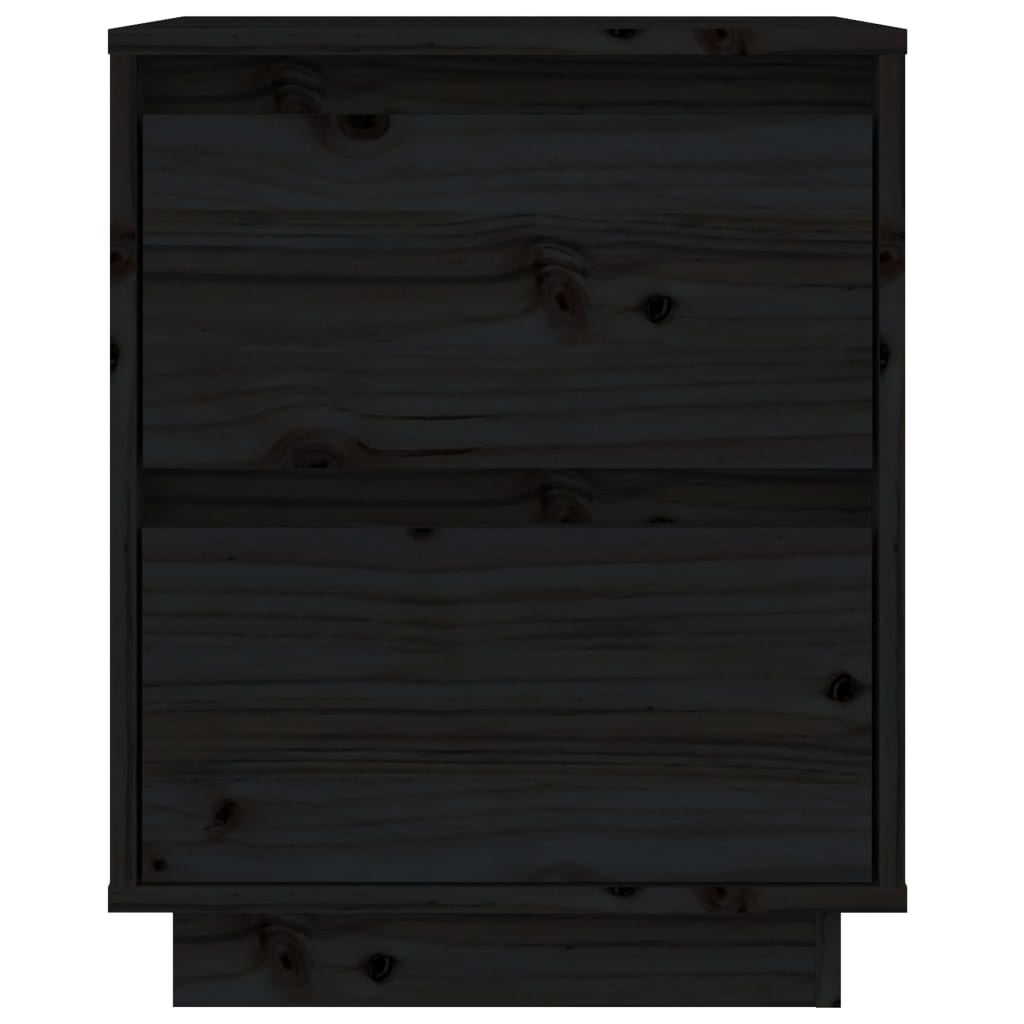 vidaXL Nachtkastje 40x35x50 cm massief grenenhout zwart