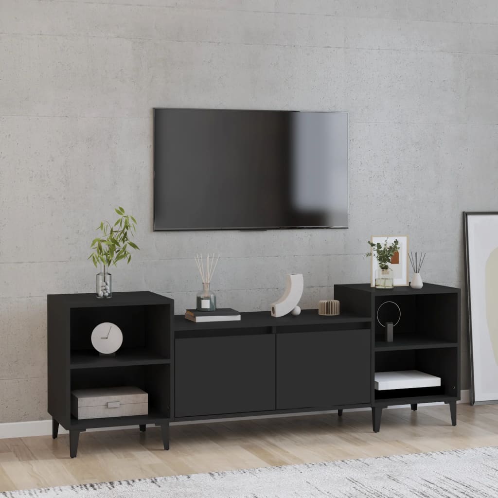 vidaXL Tv-meubel 160x35x55 cm bewerkt hout zwart
