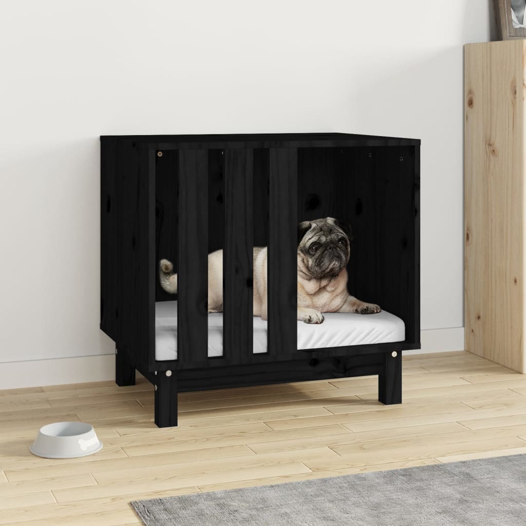 vidaXL Hondenhok 60x45x57 cm massief grenenhout zwart