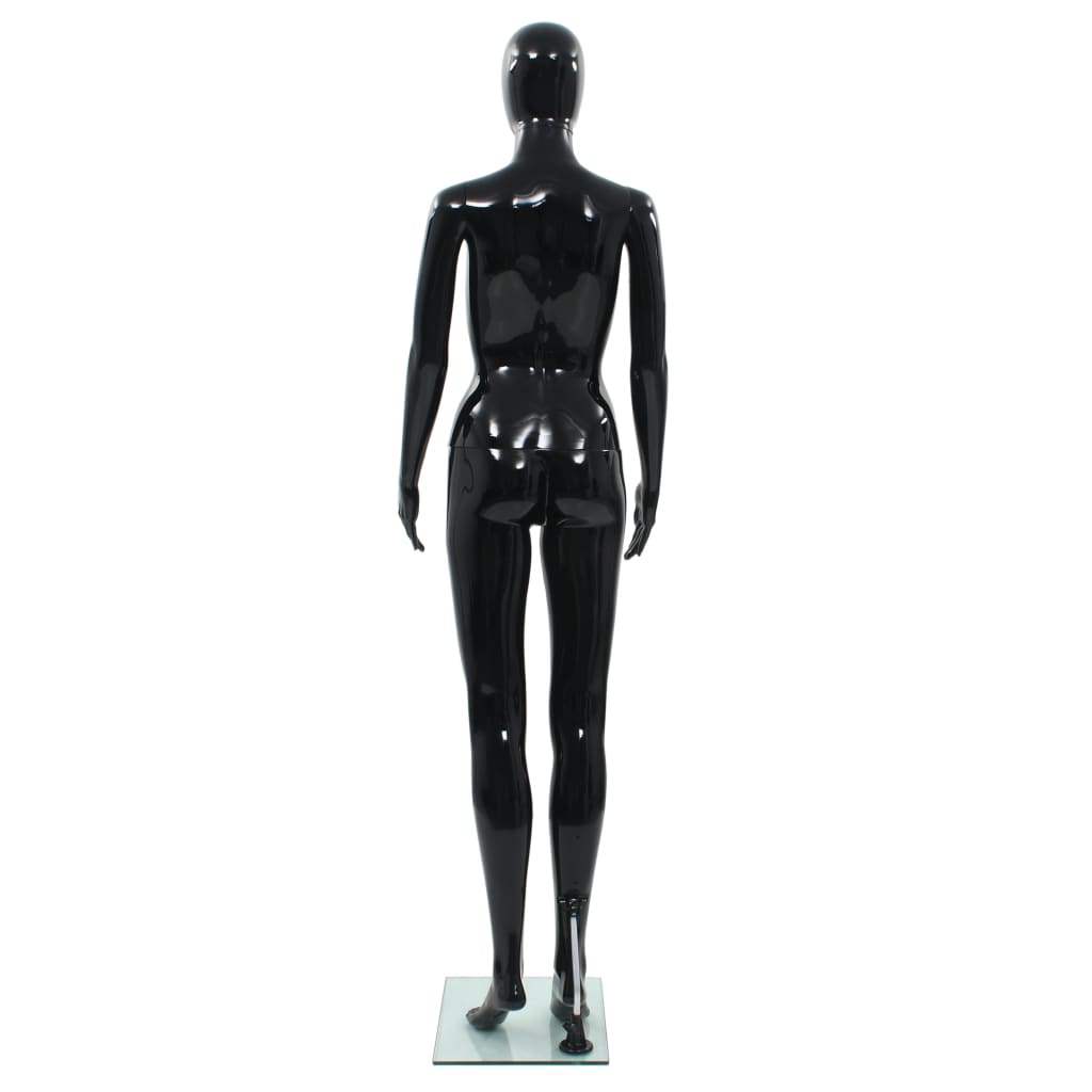 vidaXL Etalagepop vrouwelijk met glazen voet 175 cm glanzend zwart