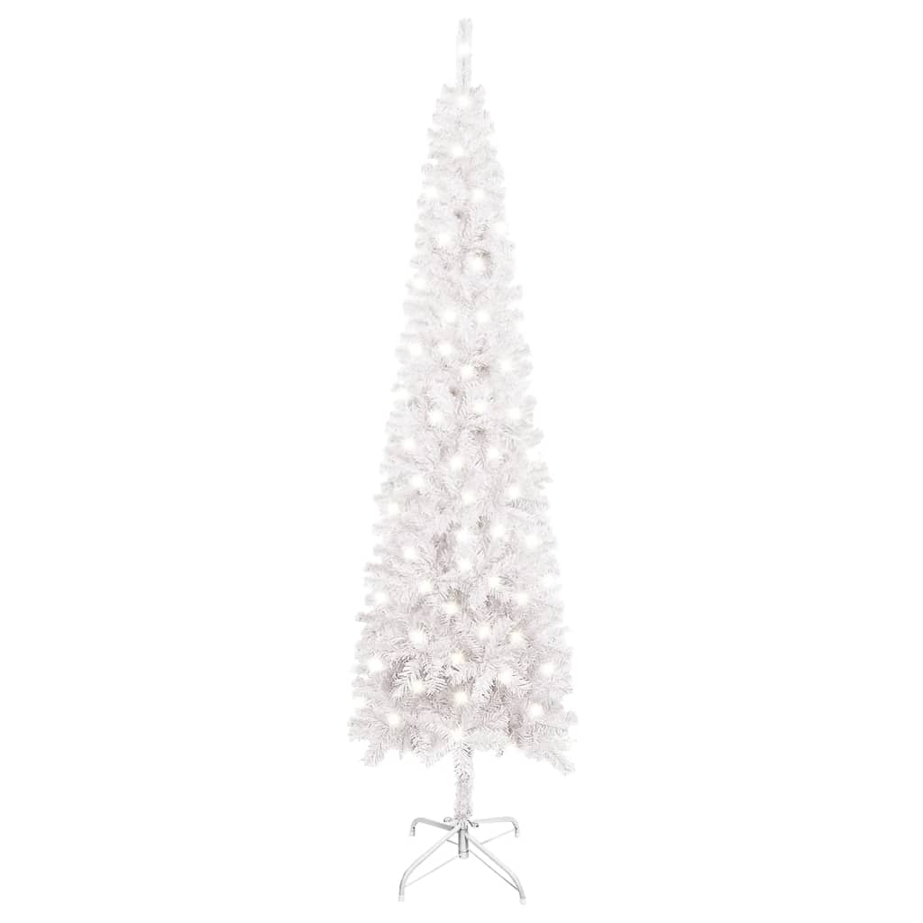 vidaXL Kerstboom met LED smal 210 cm wit