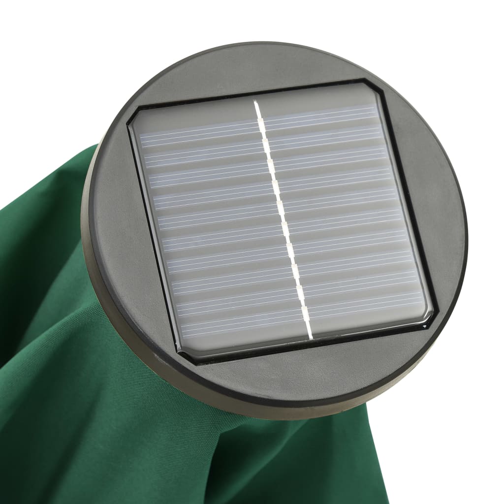 vidaXL Parasol met LED-verlichting 200x211 cm aluminium groen