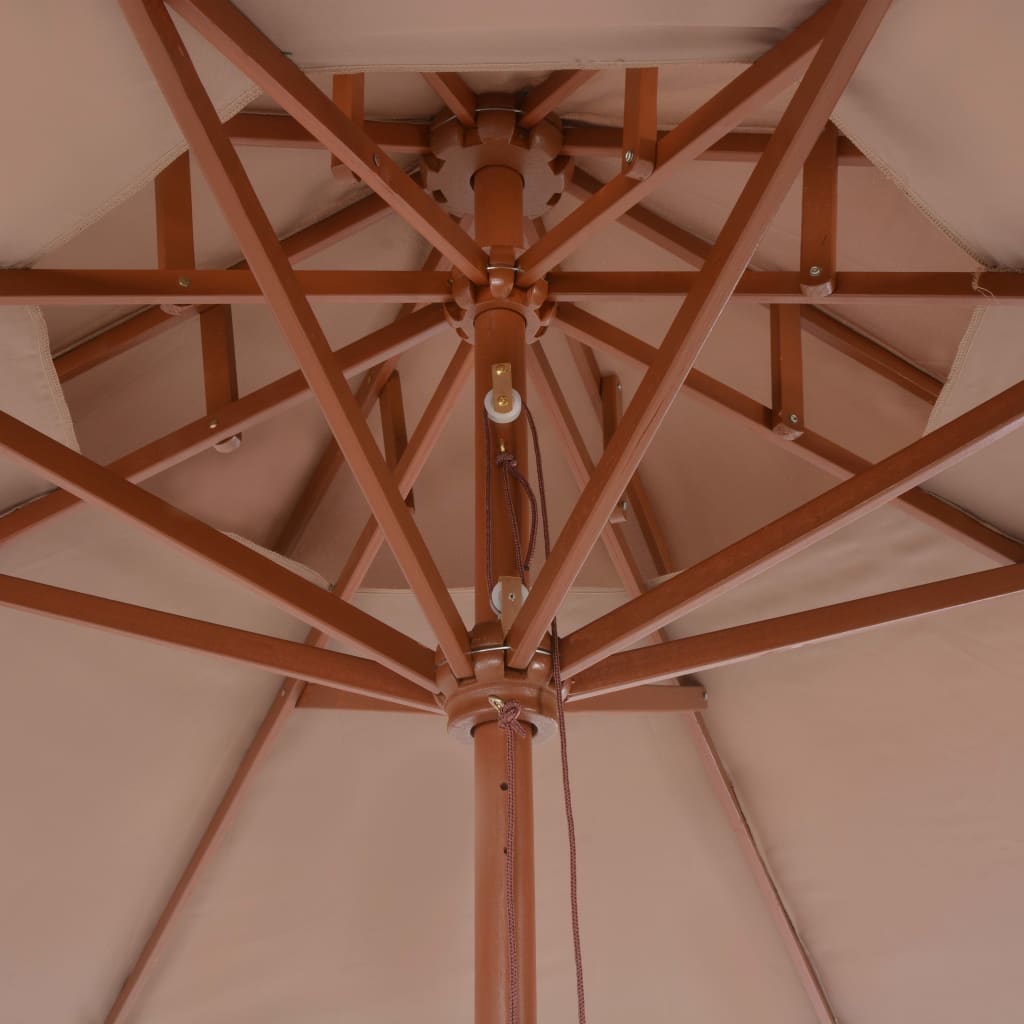 vidaXL Parasol dubbeldekker met houten paal 270 cm taupe