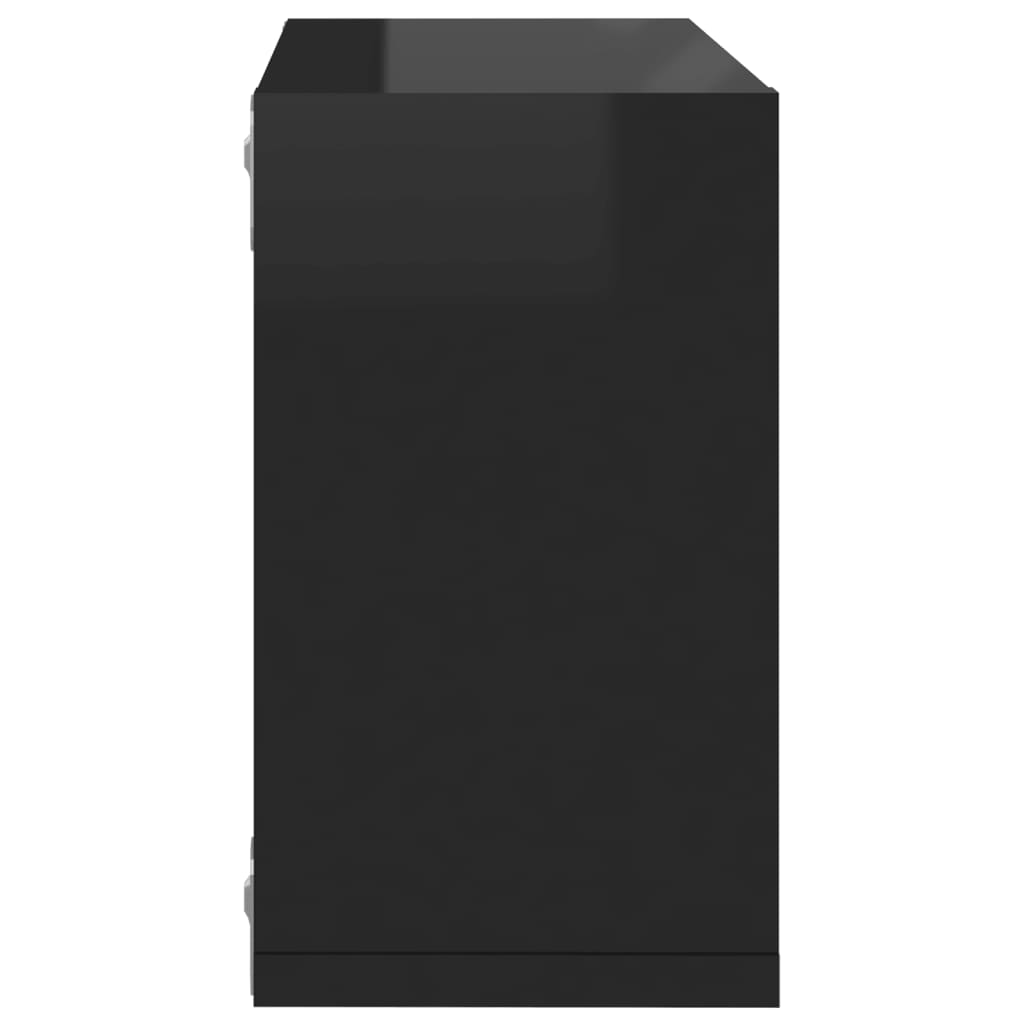vidaXL Wandschappen kubus 6 st 26x15x26 cm hoogglans zwart