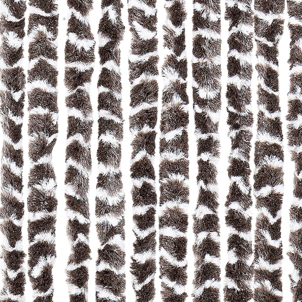 vidaXL Vliegengordijn 56x200 cm chenille bruin en wit