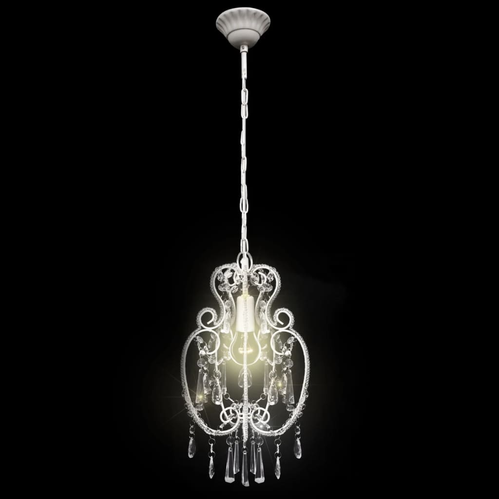 Hanglamp met kristallen kralen (wit / metaal)
