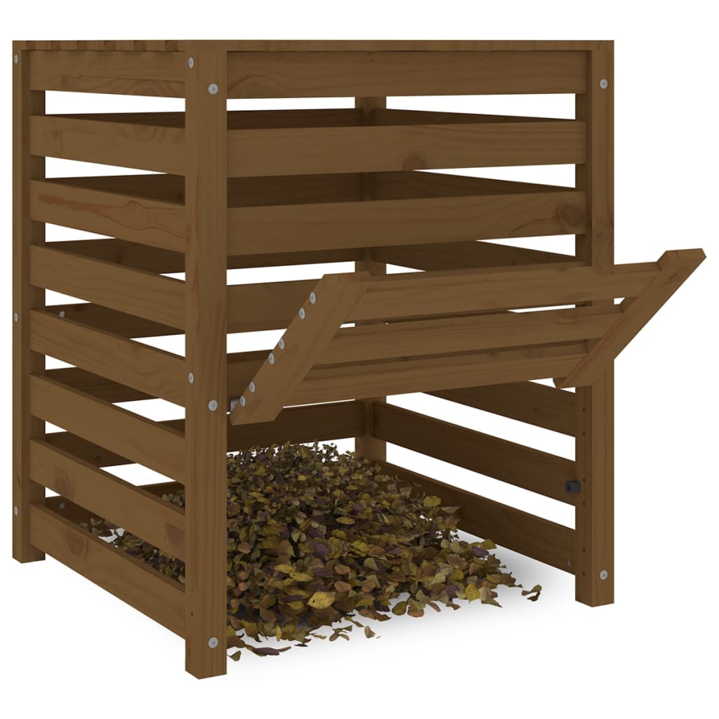 vidaXL Compostbak 63,5x63,5x77,5 cm massief grenenhout honingbruin