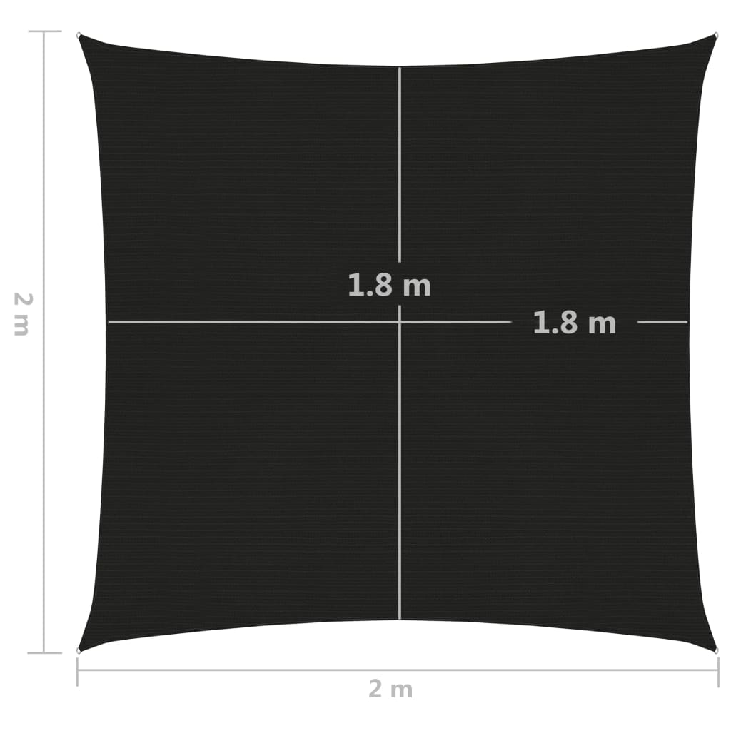 vidaXL Zonnezeil 160 g/m² 2x2 m HDPE zwart