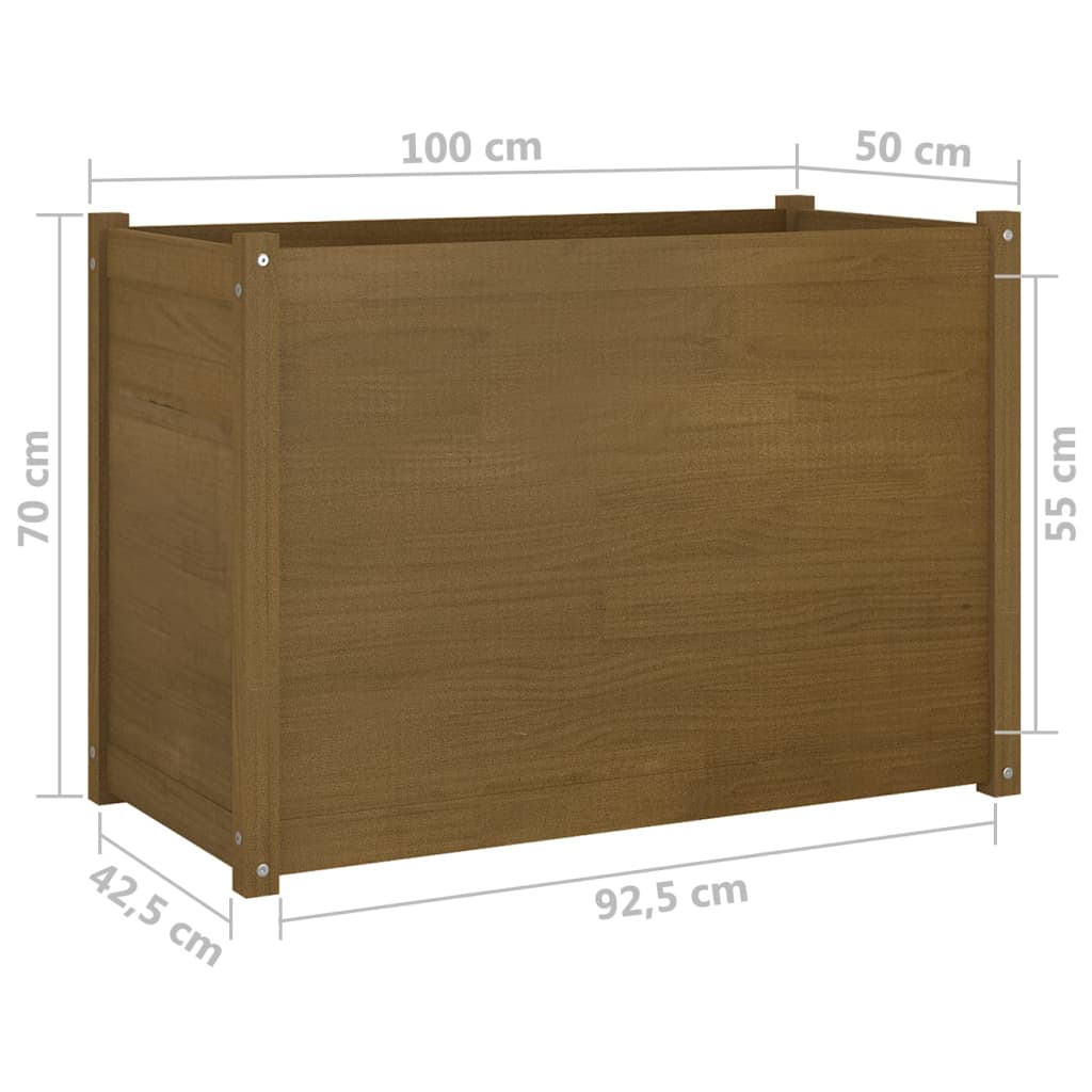 vidaXL Plantenbak 100x50x70 cm massief grenenhout honingbruin
