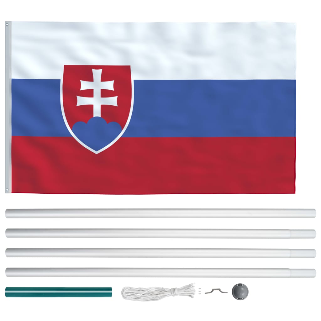 vidaXL Vlag met vlaggenmast Slowakije 6,2 m aluminium