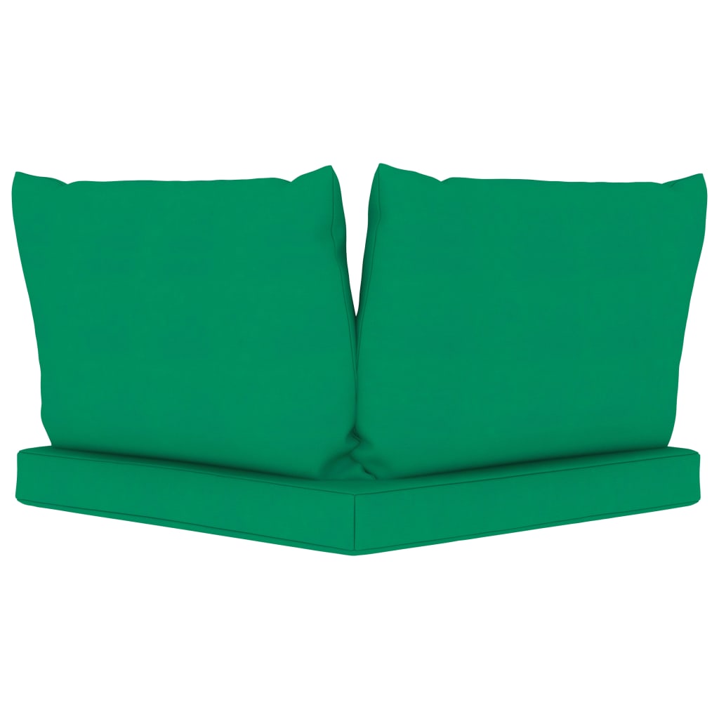 vidaXL Tuinbank 2-zits pallet met groene kussens grenenhout