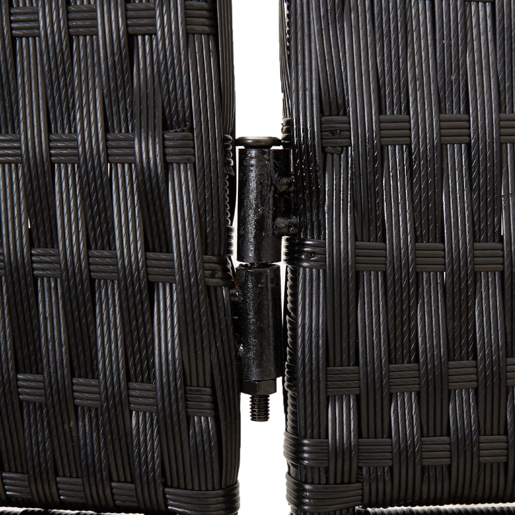 vidaXL Kamerscherm 3 panelen poly rattan zwart