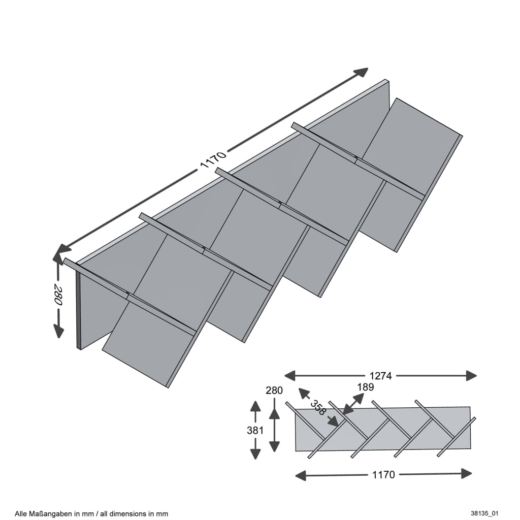 FMD Boekenplank zwevend geometrisch eikenkleurig