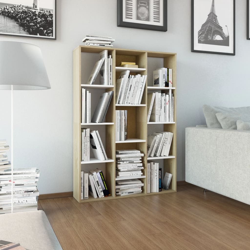 vidaXL Kamerscherm/boekenkast 100x24x140cm bewerkt hout wit eikenkleur