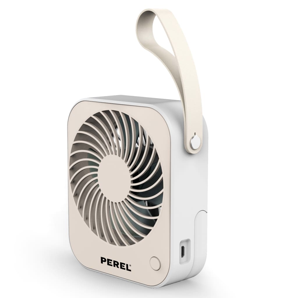 Perel Ventilator USB draagbaar crème en wit