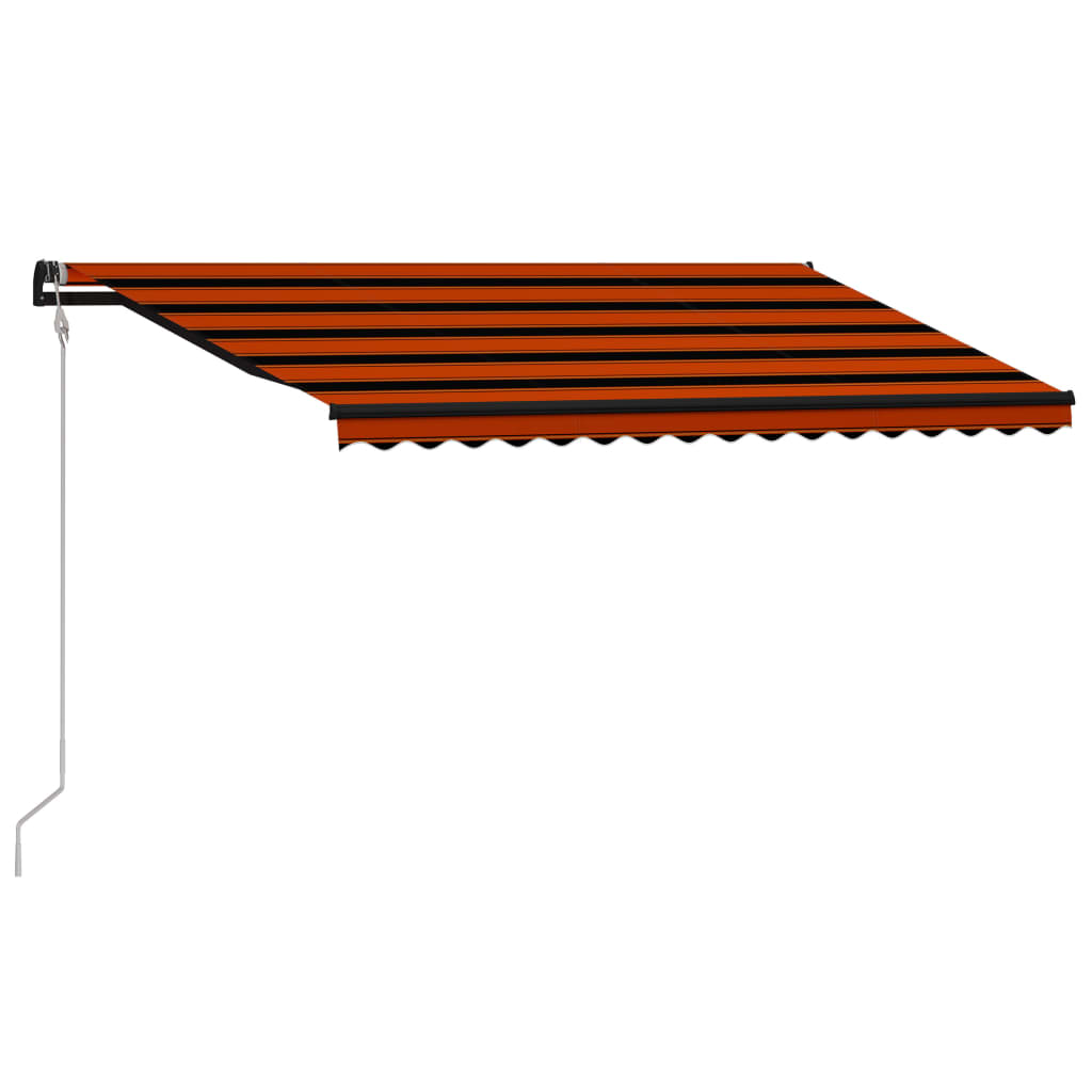 vidaXL Luifel uittrekbaar met windsensor LED 450x300 cm oranje bruin