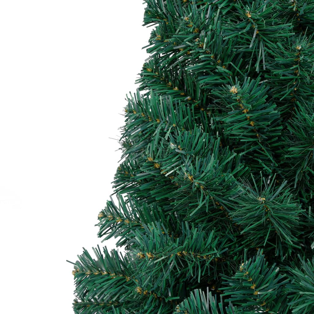 vidaXL Kunstkerstboom met verlichting half standaard 150 cm PVC groen