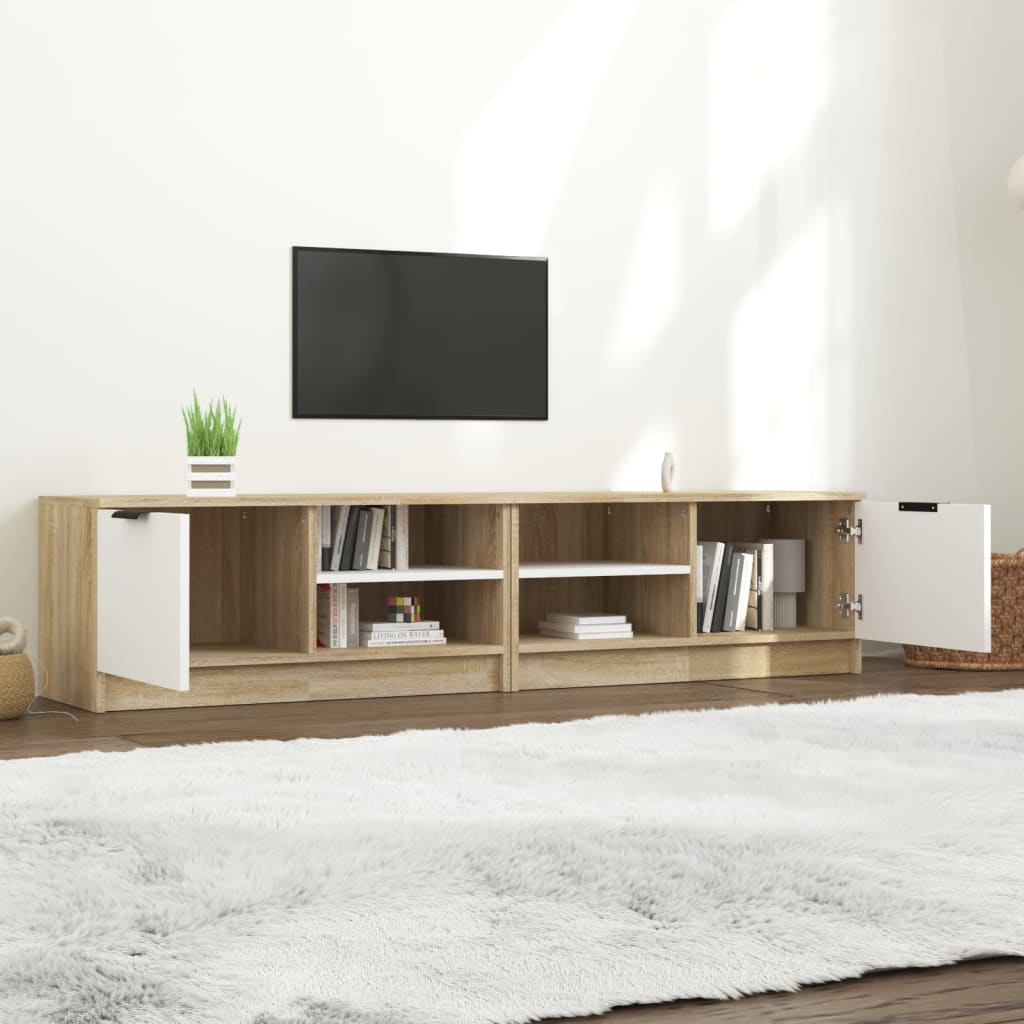 vidaXL Tv-meubelen 2 st 80x35x36,5 cm bewerkt hout wit en sonoma eiken
