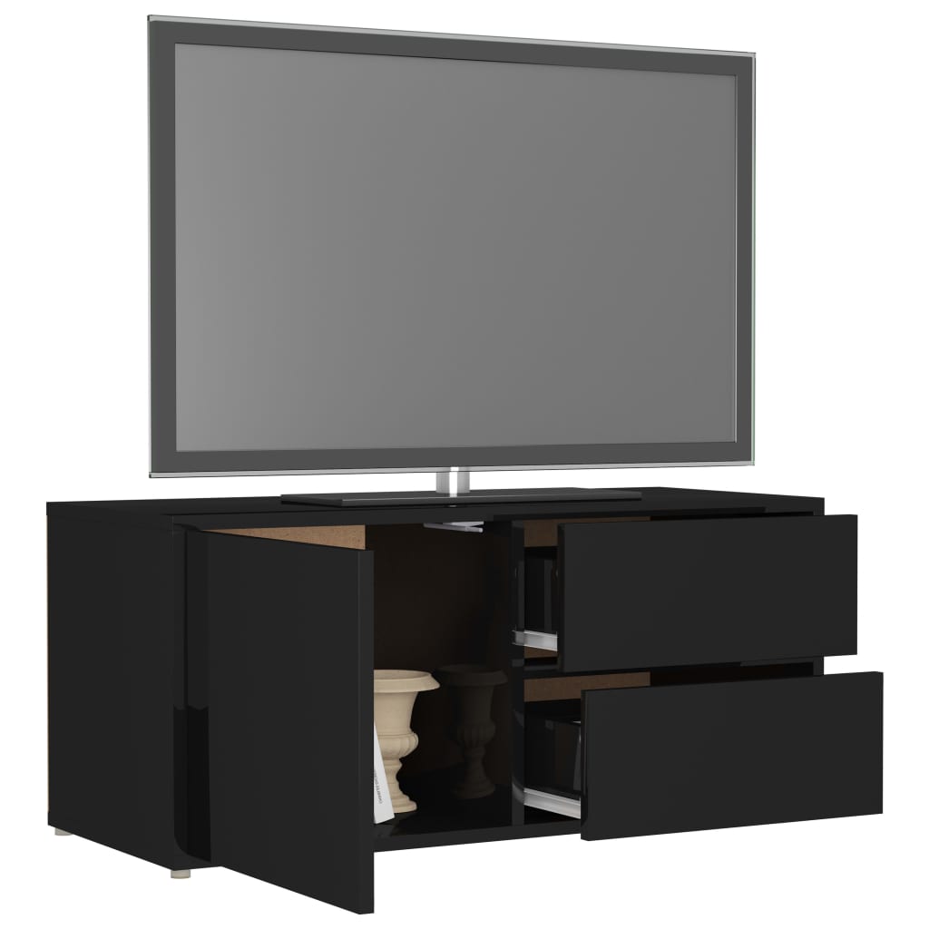 vidaXL Tv-meubel 80x34x36 cm spaanplaat hoogglans zwart