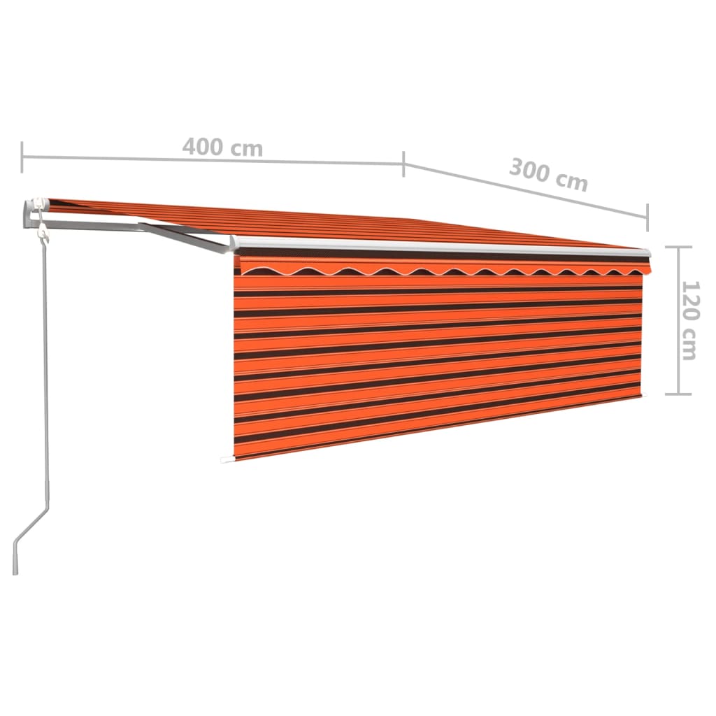 vidaXL Luifel automatisch uittrekbaar rolgordijn 4x3 m oranje bruin