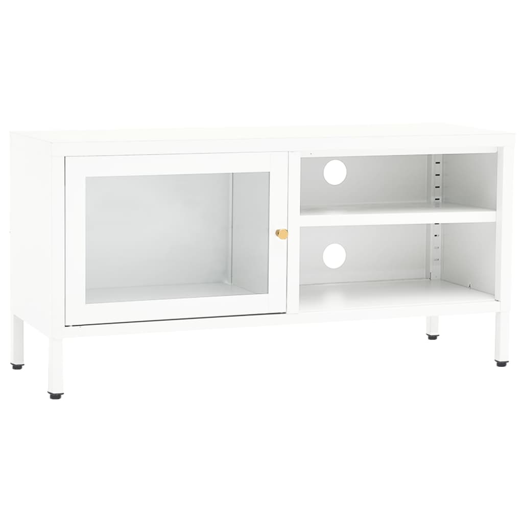 vidaXL Tv-meubel 90x30x44 cm staal en glas wit