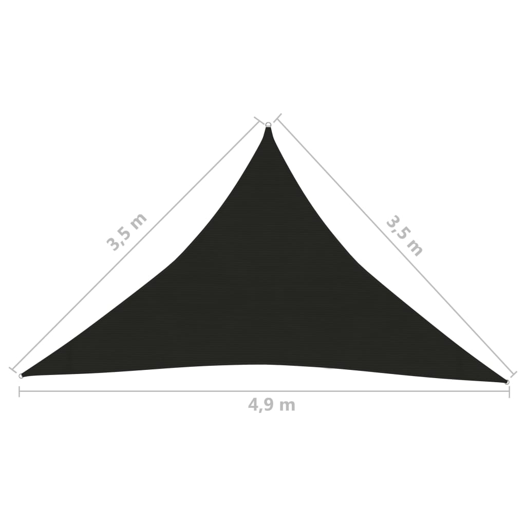 vidaXL Zonnezeil 160 g/m² 3,5x3,5x4,9 m HDPE zwart