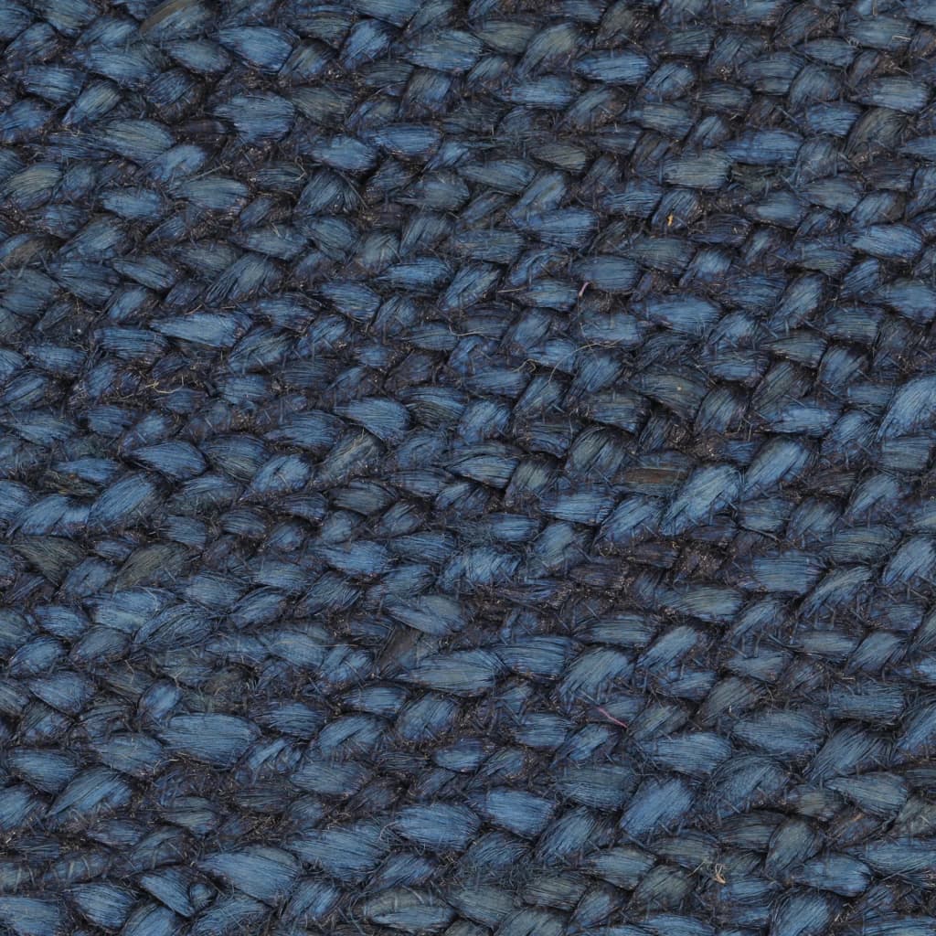 vidaXL Vloerkleed omkeerbaar rond 180 cm jute marineblauw en naturel