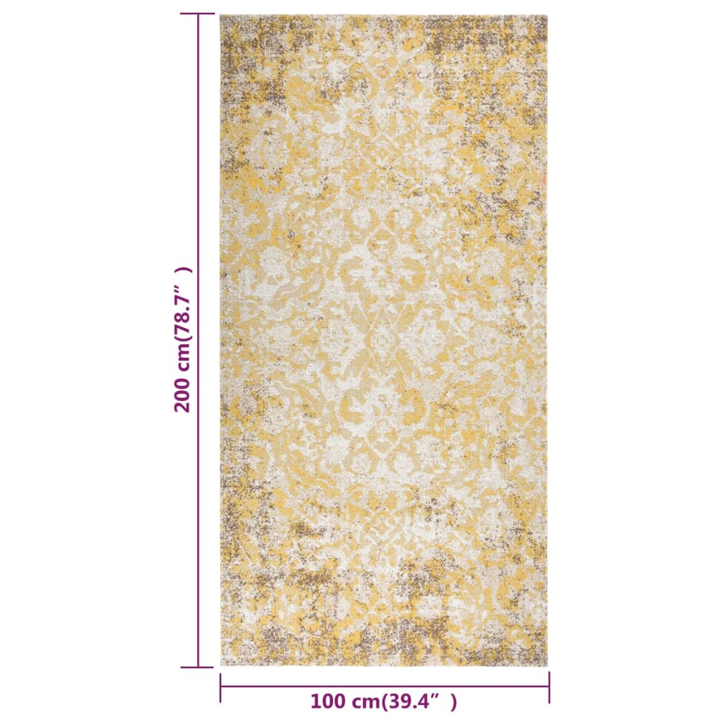 vidaXL Buitenkleed platgeweven 100x200 cm geel