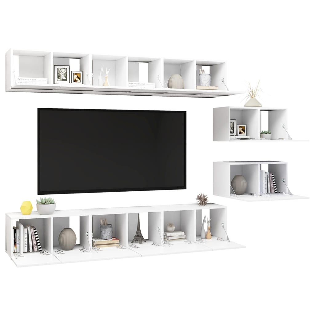 vidaXL Tv-meubelen 8 st bewerkt hout wit