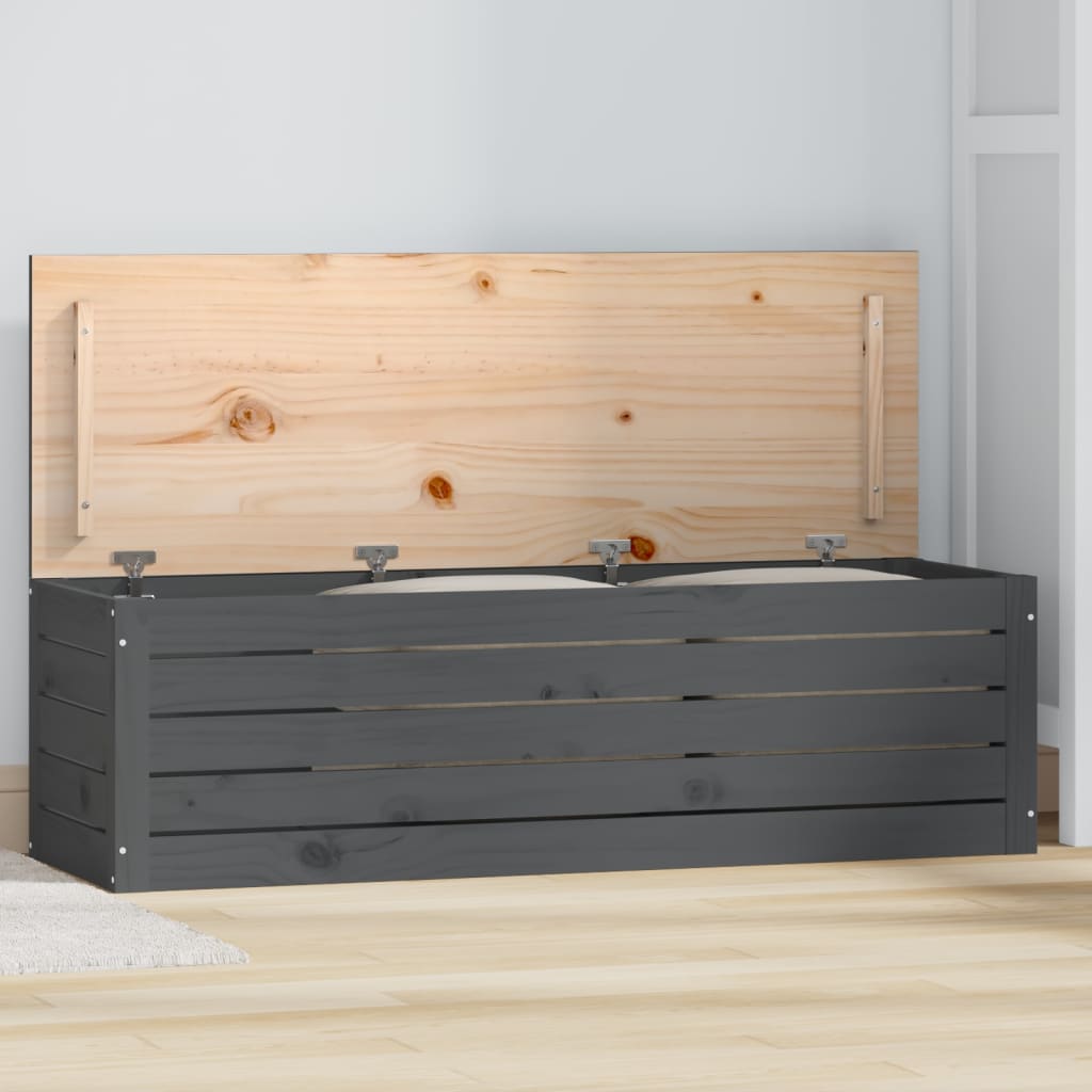 vidaXL Opbergbox grijs 109x36,5x33 cm massief grenenhout