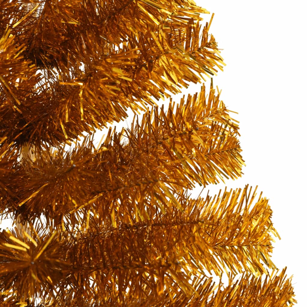 vidaXL Kunstkerstboom half met standaard 150 cm PET goudkleurig
