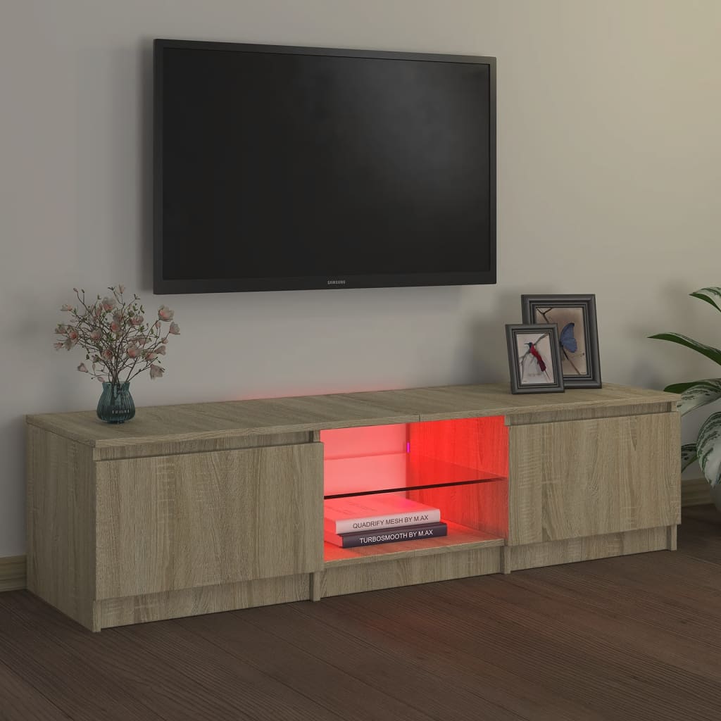 vidaXL Tv-meubel met LED-verlichting 140x40x35,5 cm sonoma eikenkleur