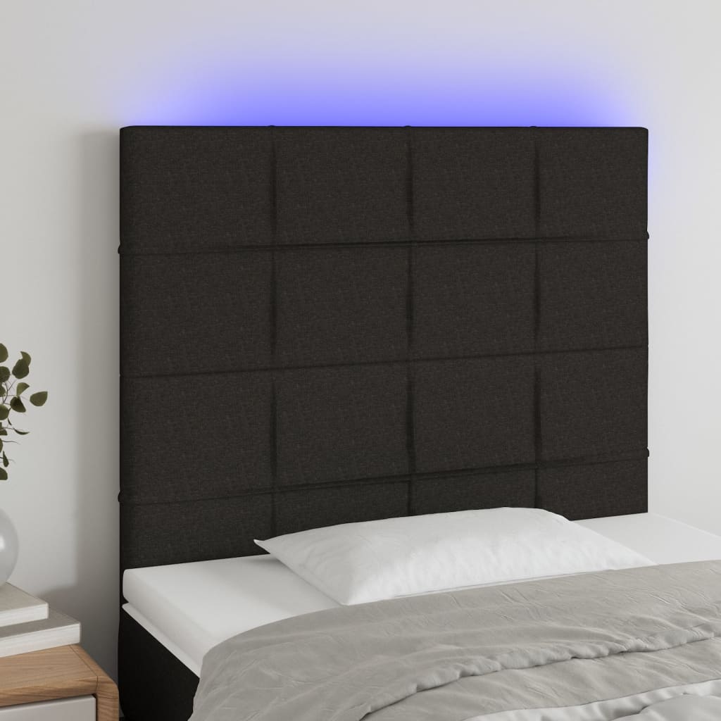 vidaXL Hoofdbord LED 80x5x118/128 cm stof zwart