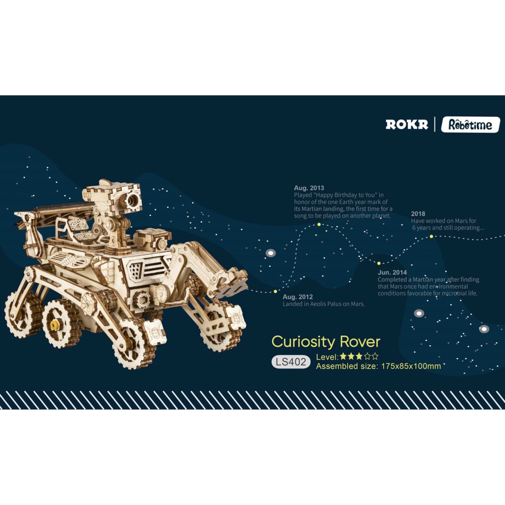 Robotime Schaalmodelset auto op zonne-energie Curiosity Rover