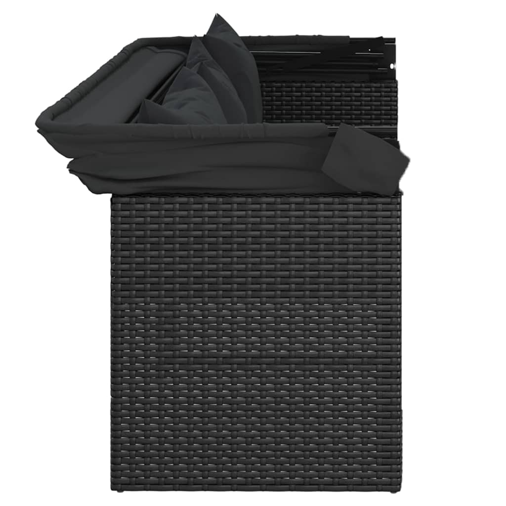 vidaXL 4-delige Loungeset met kussens poly rattan zwart