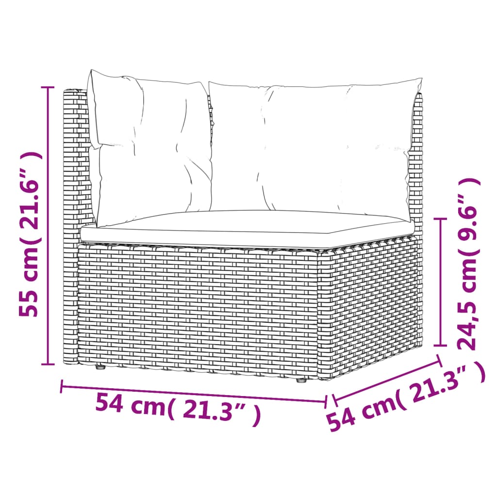 vidaXL 6-delige Loungeset met kussens poly rattan zwart