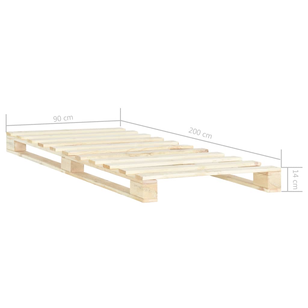vidaXL Bedframe pallet massief grenenhout 90x200 cm