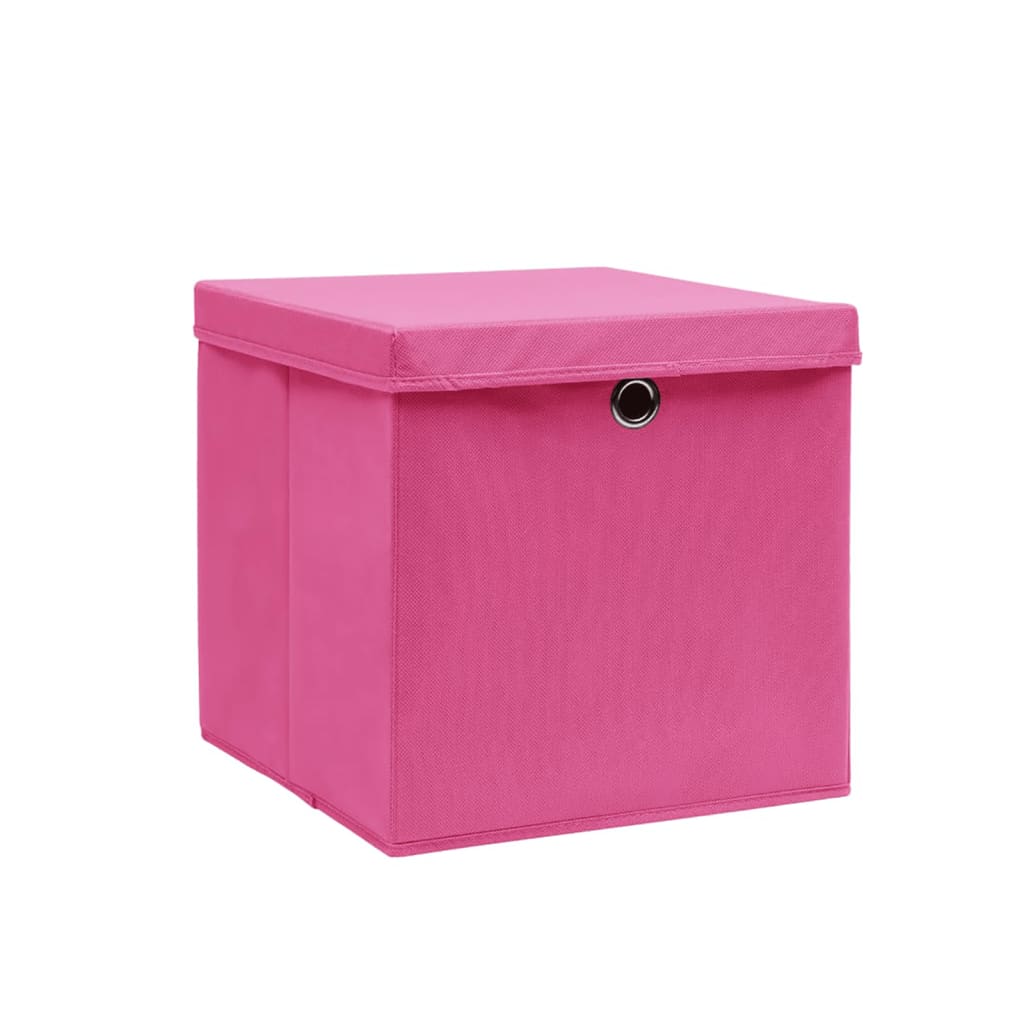 vidaXL Opbergboxen met deksel 10 st 28x28x28 cm roze