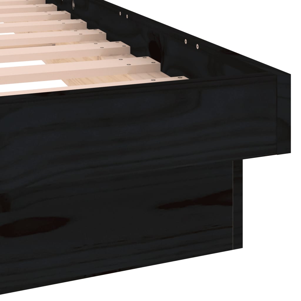 vidaXL Bedframe LED massief hout zwart 140x190 cm
