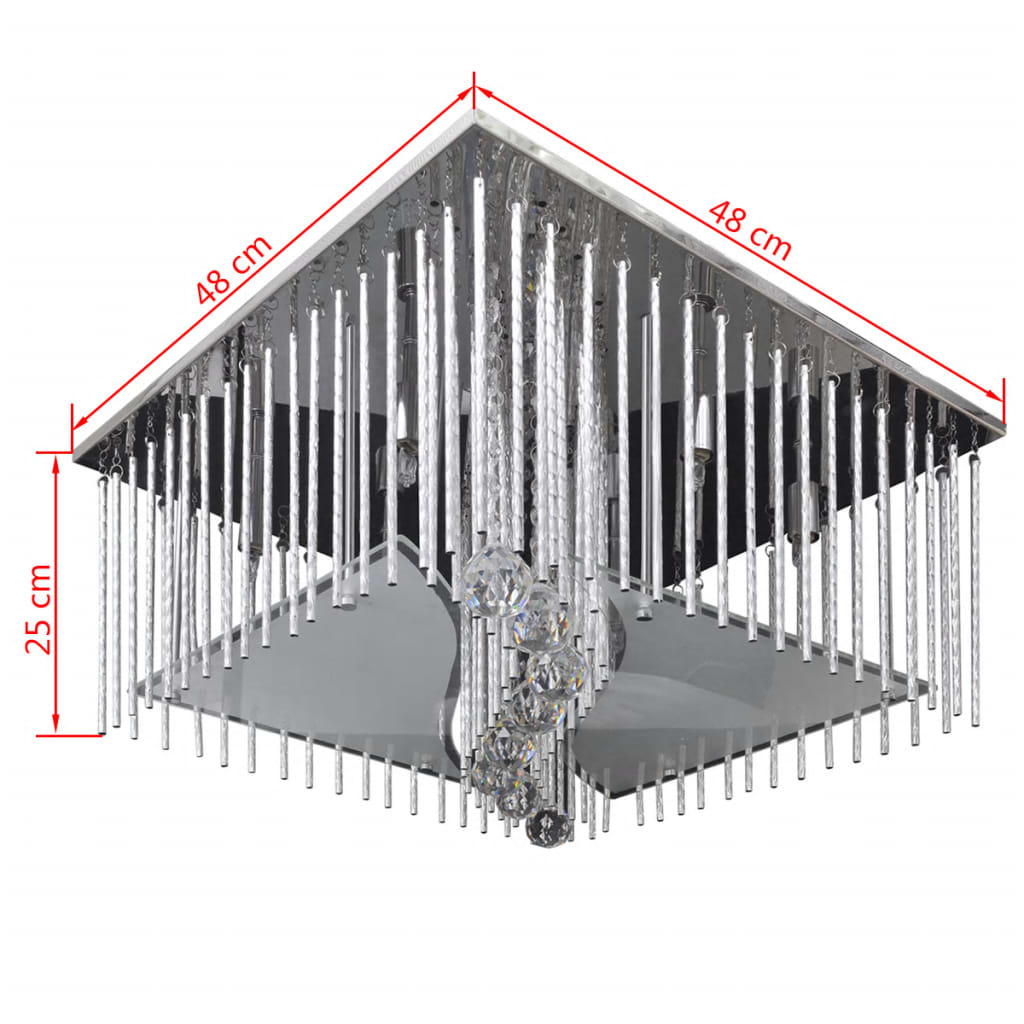 Plafondlamp met glazen stroken (vierkant / kristal)