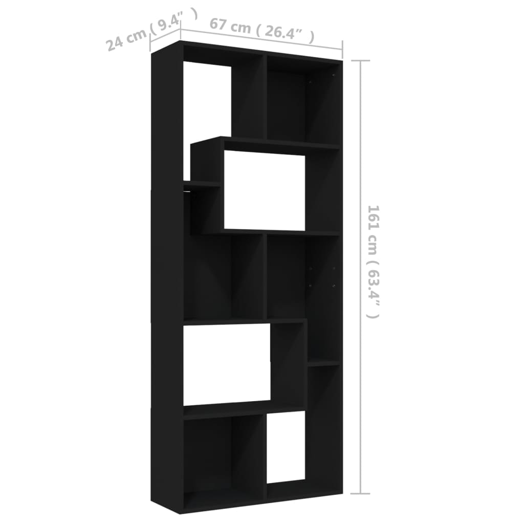 vidaXL Boekenkast 67x24x161 cm spaanplaat zwart