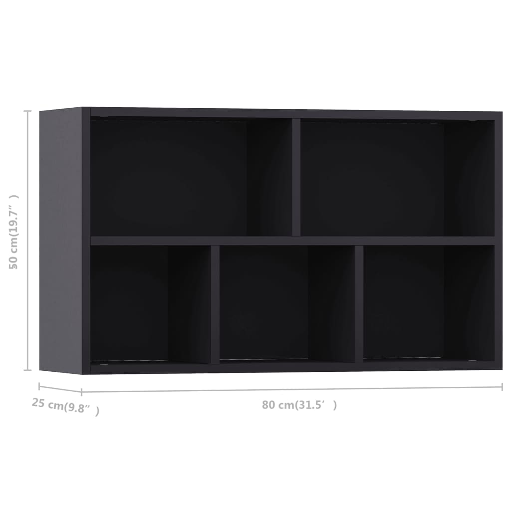vidaXL Boekenkast/dressoir 50x25x80 cm spaanplaat grijs