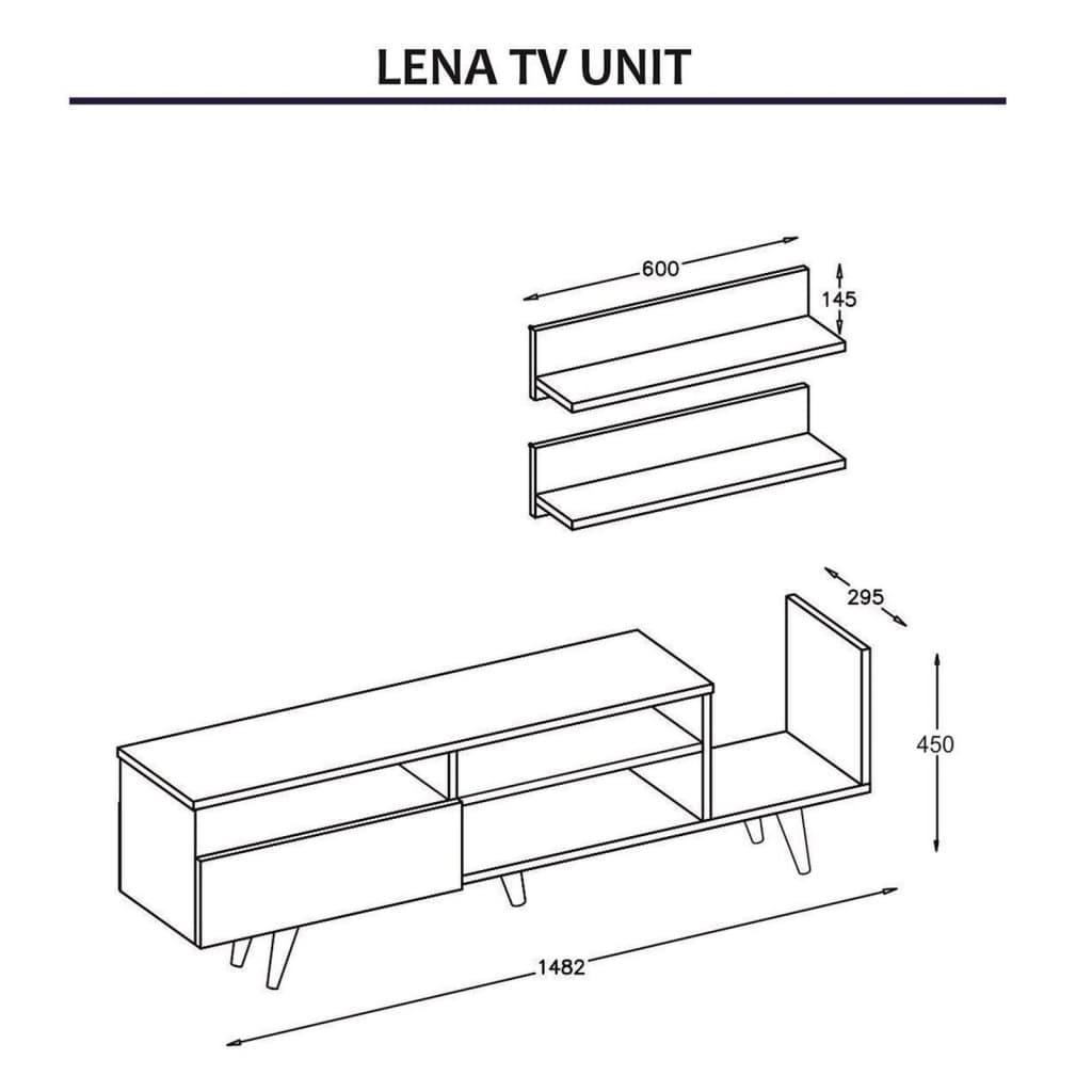 Homemania Tv-meubelset Lena 148,2x29,5x45 cm wit en eikenkleurig