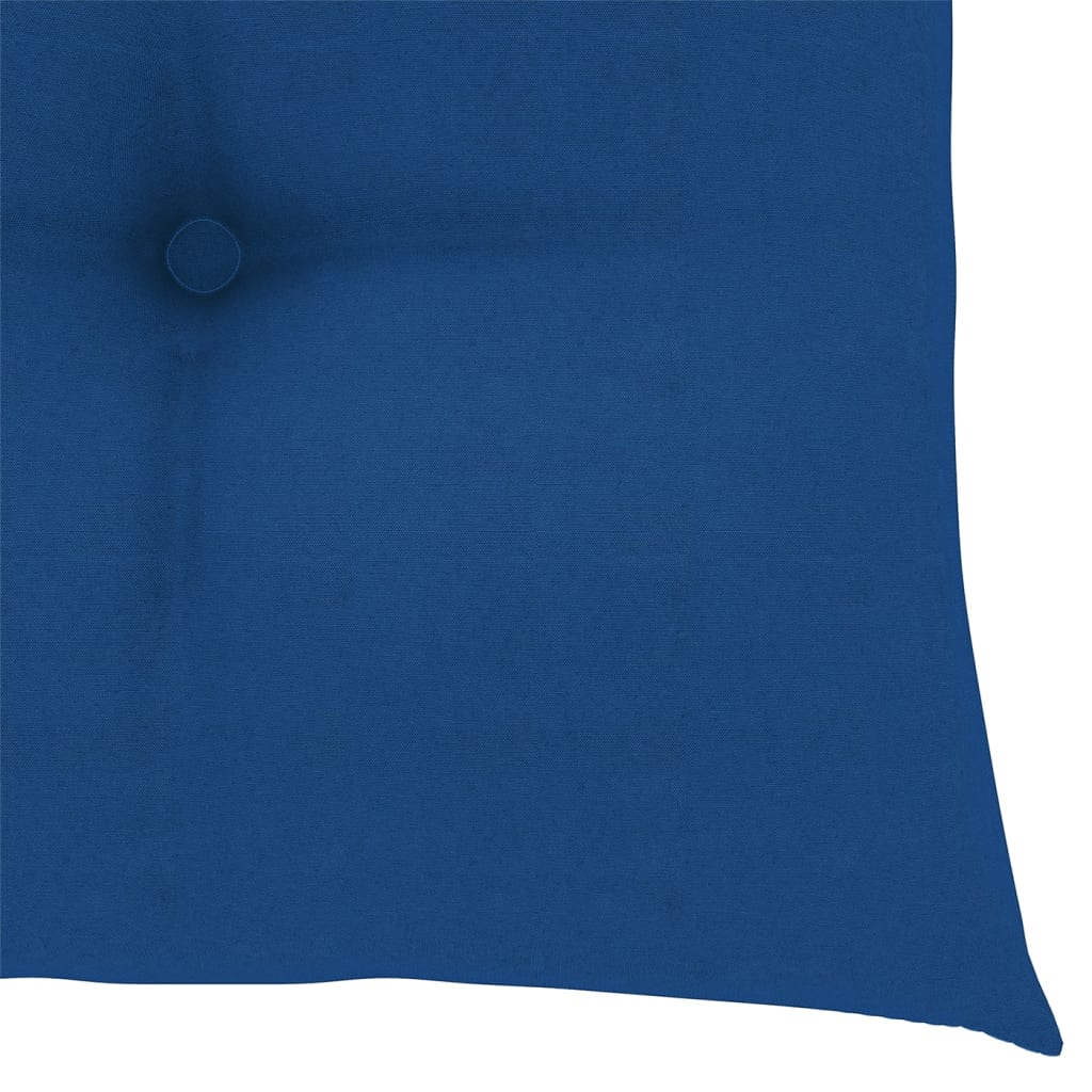 vidaXL Eetkamerstoelen 8 st met blauwe kussens massief teakhout