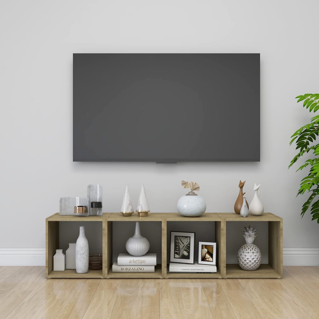 vidaXL Tv-meubel 37x35x37 cm spaanplaat wit en sonoma eikenkleurig