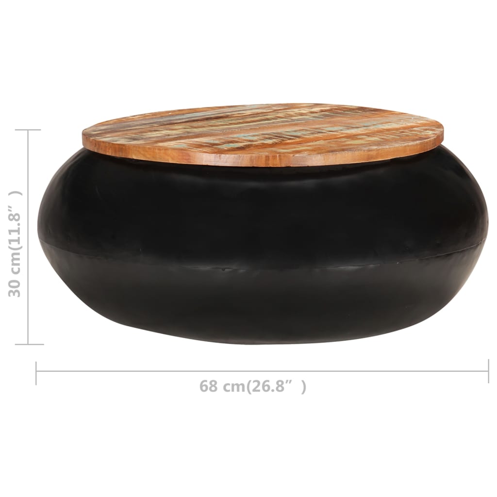 vidaXL Salontafel 68x68x30 cm massief gerecycled hout zwart
