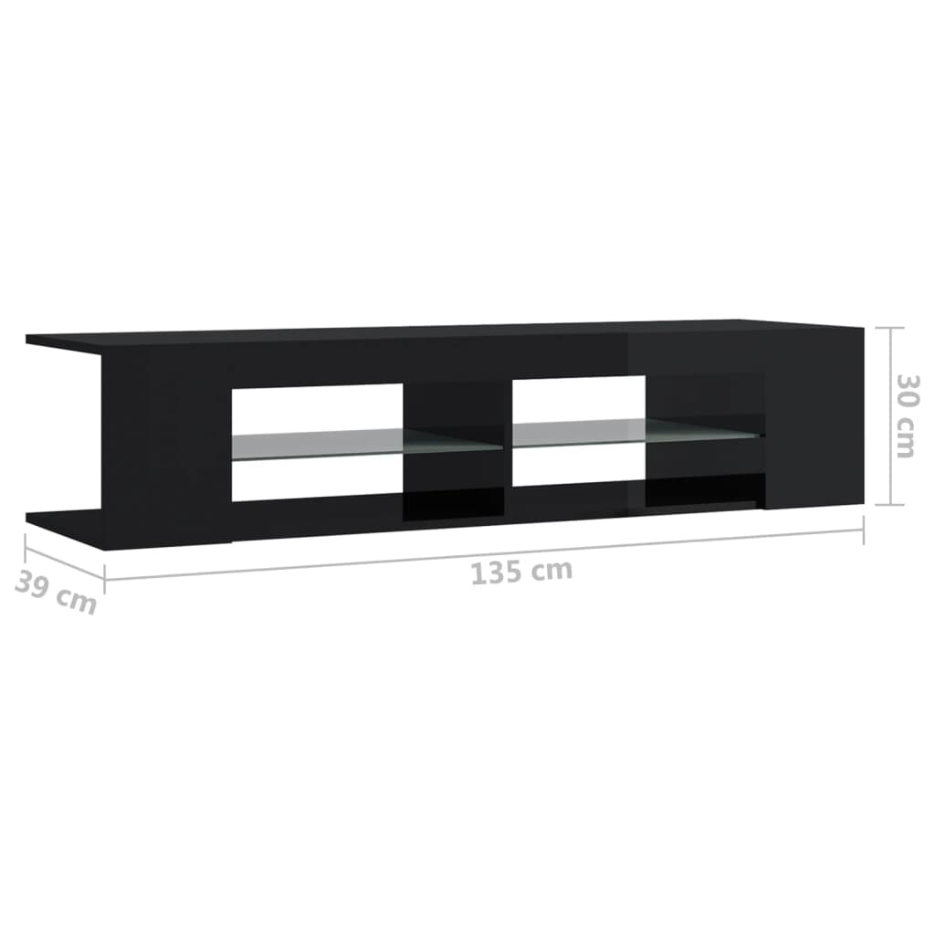 vidaXL Tv-meubel met LED-verlichting 135x39x30 cm hoogglans zwart