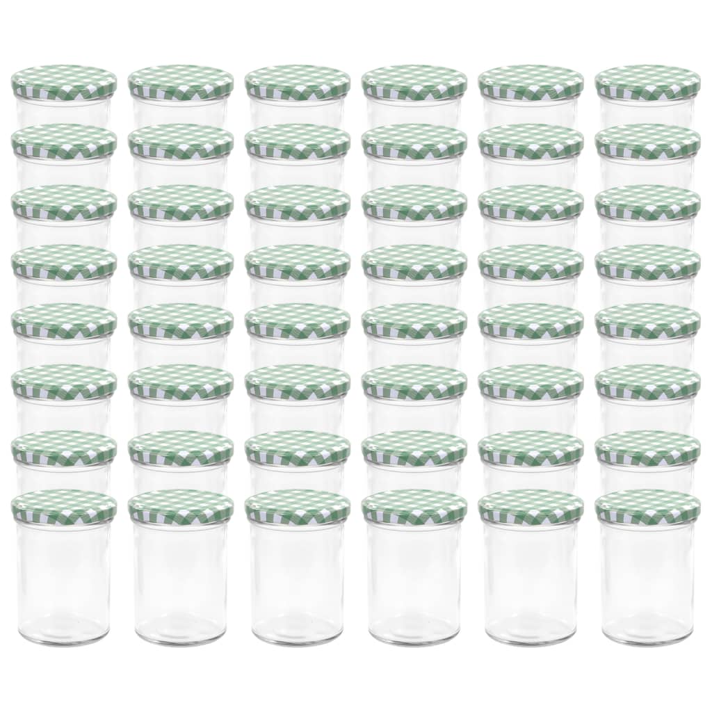 vidaXL Jampotten met wit met groene deksels 48 st 400 ml glas